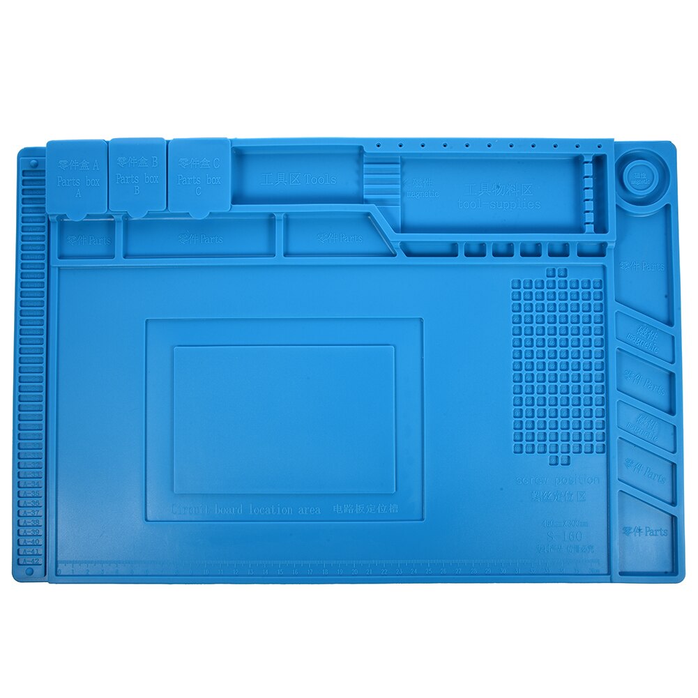 S-160 45x30cm Heat Insulation Silicone Pad Desk Mat Maintenance Platform For BGA Soldering Repair Station With Magnetic Section