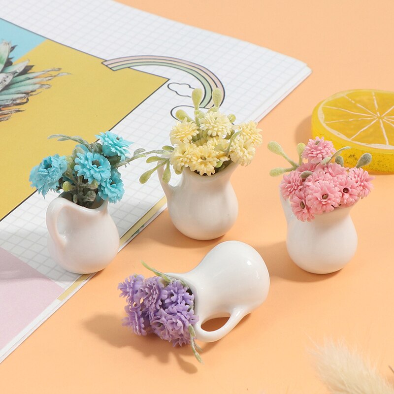 1Pc 1:12 domek dla lalek miniaturowe kwiaty wróżka ozdoba ogrodowa mini roślina doniczkowa kwiaty doniczka domek dla lalek Model bonsai zabawka dla dzieci