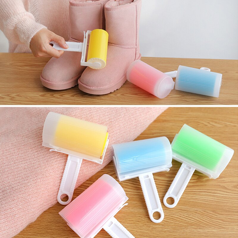 1pc Portable Washable Anti-Static Clothes Dust Removal Sticky Hair Tumble Lint Rollers for Wool Clothing Bedding with Cover