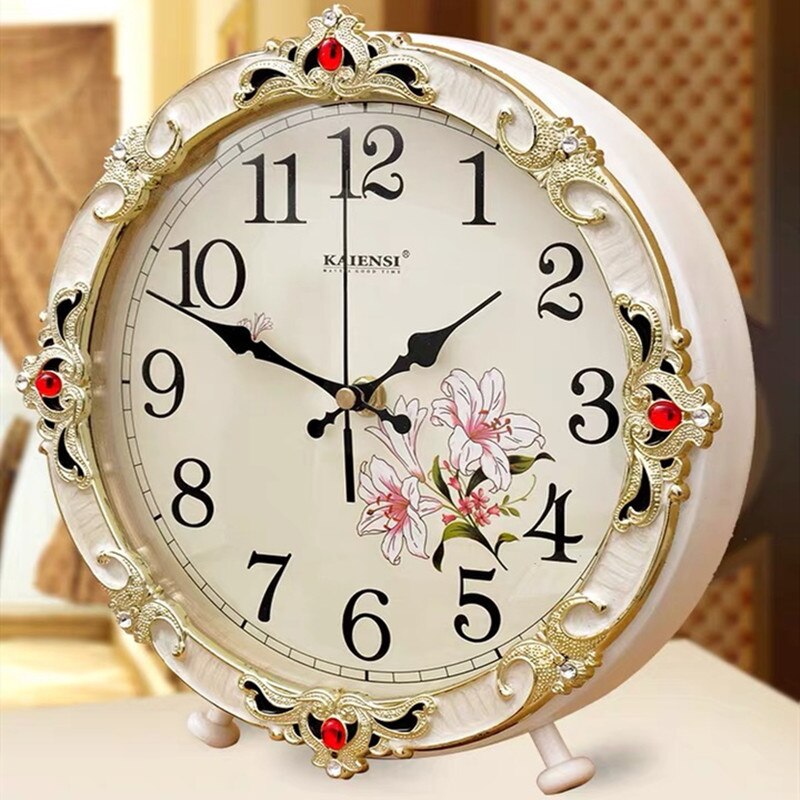 European Bedroom Bedside Table Clock Living Room Retro Seat Clock Home Decoration Large Simple Office Desktop Clock
