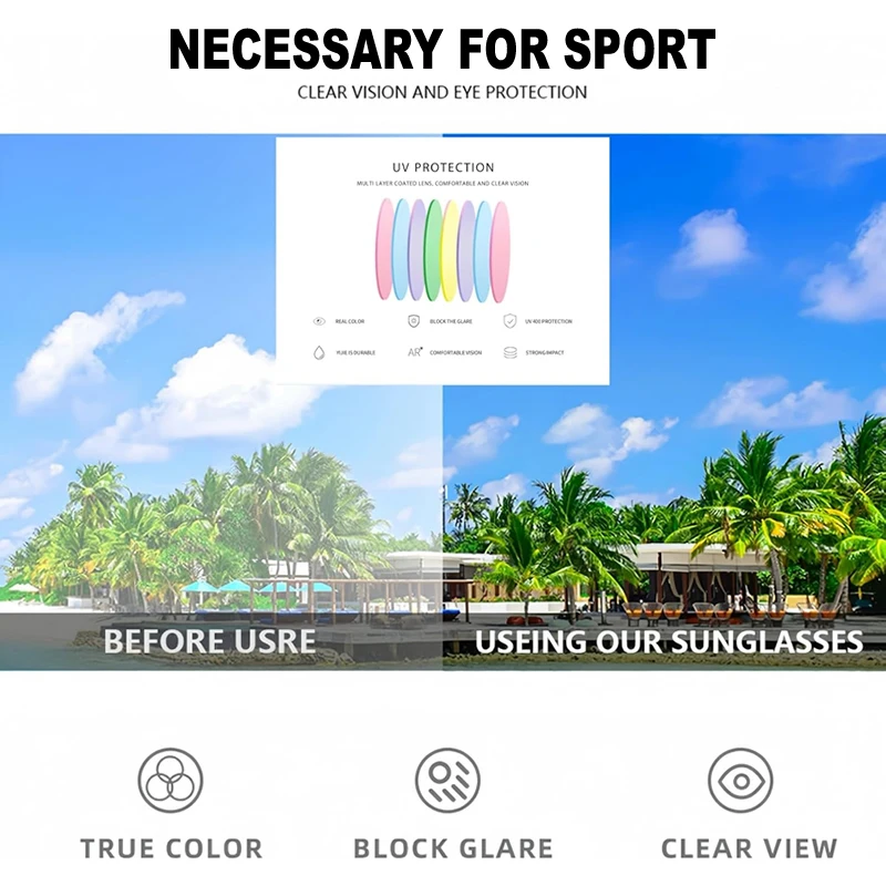 FLYING WAVES Unisex Polarized Cycling Sunglasses MTB Sports Goggles Windproof UV-resistant Driving Sunglasses for Men Women