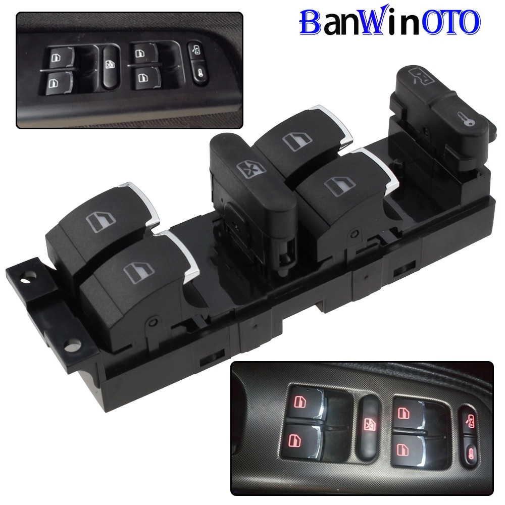 Chrome Master Window Controller Switch For VW Jetta Golf GTI MK4 Passat B5 Driver Side 3BD959857 3BD 959 857 1998-2005 Banwinoto