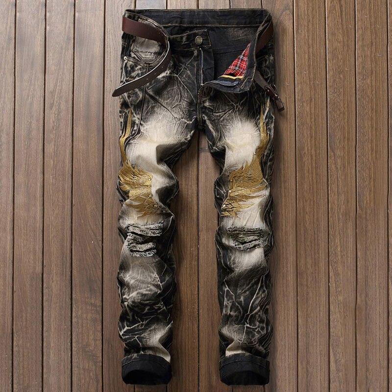Biker Jeans déchiré hommes | Large offre spéciale, Jeans à broderies et ailes, homme, grande taille 28-42,: 42