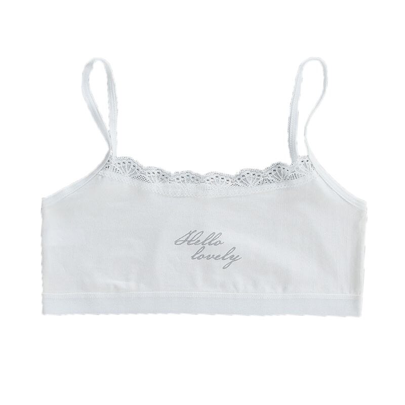 Sujetador de encaje para chicas jóvenes, ropa interior de algodón suave para adolescentes, 7-14 años: White