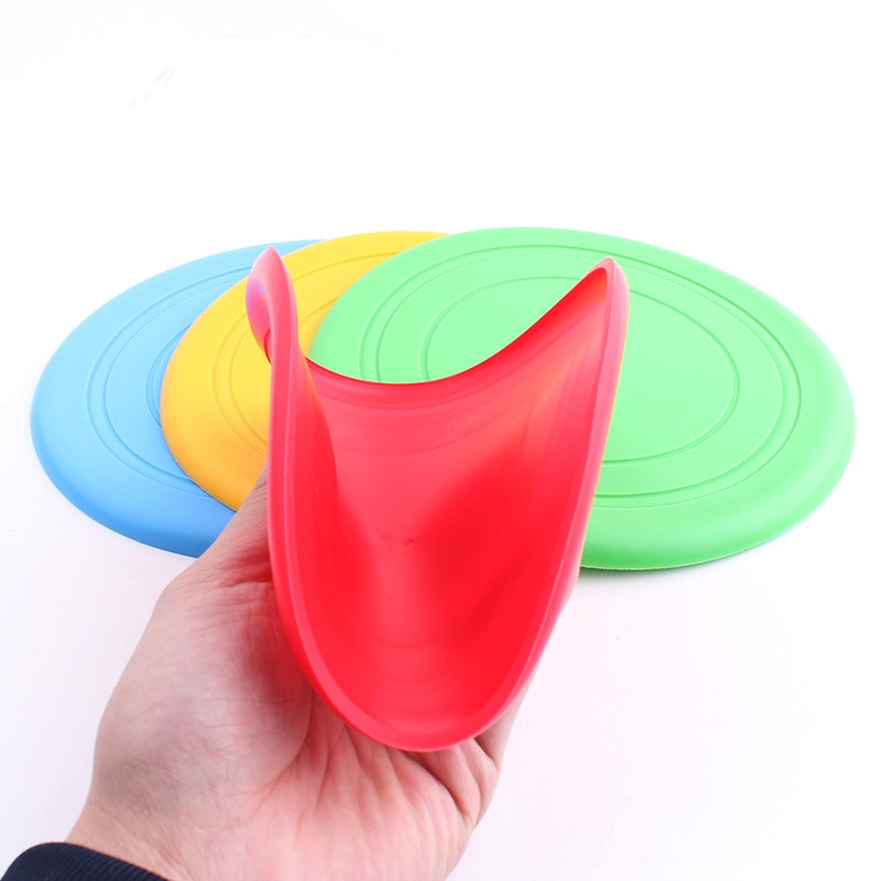 Divertido platillo volador de silicona perro gato juguete perro discos voladores resistente masticar cachorro entrenamiento interactivo para mascotas