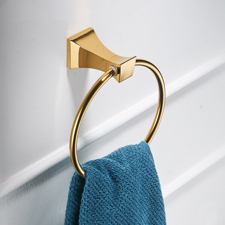 Bathroom Hardware Set Wall Mounted Glass Shelf 2 Layer Gold Bathroom Accessories Brass Toothbrush Holder Towel Paper Holder