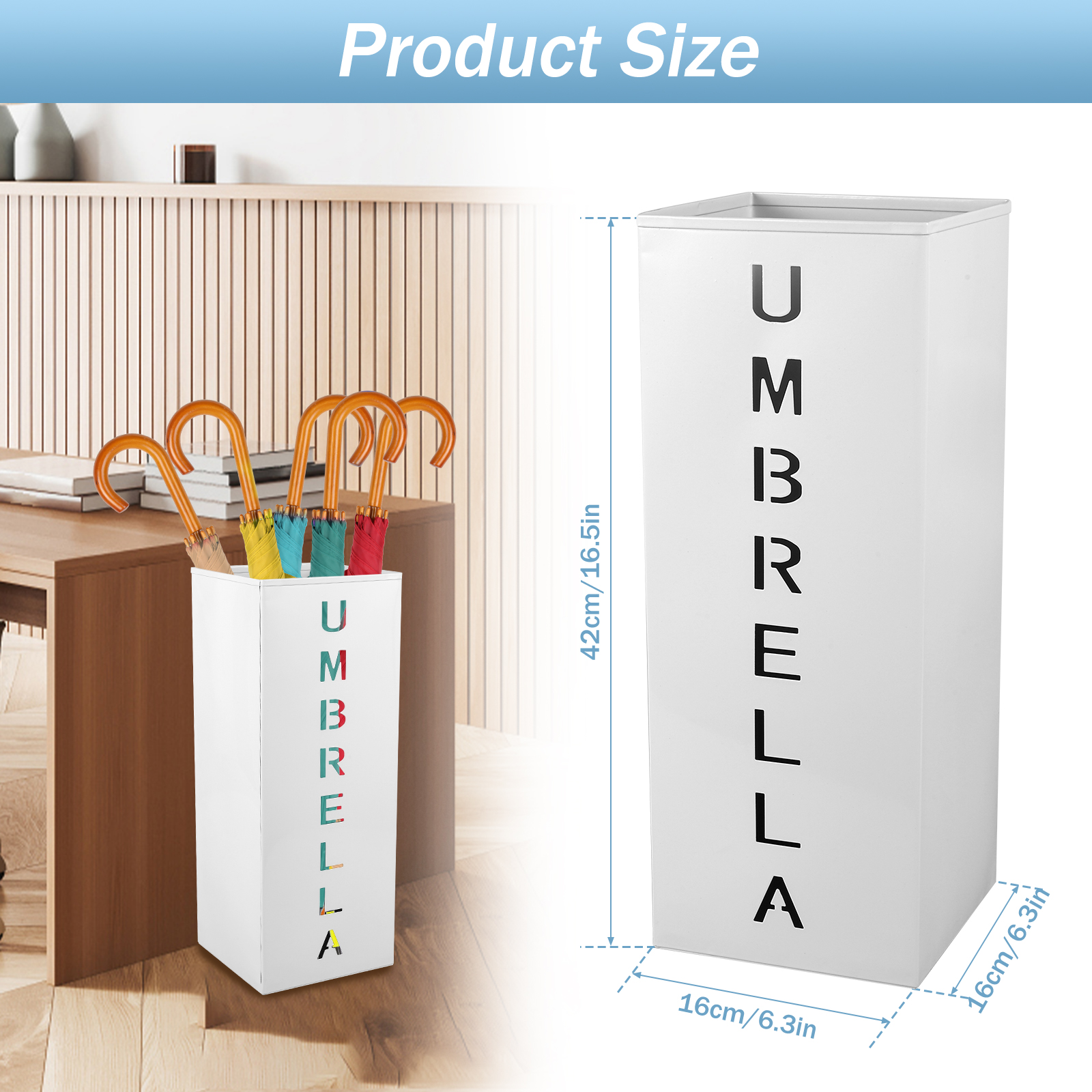 Metal Umbrella Stand Square Free Standing Umbrella Rack Decorative Umbrella Holder Bin Multipurpose Walking Sticks Holder Home