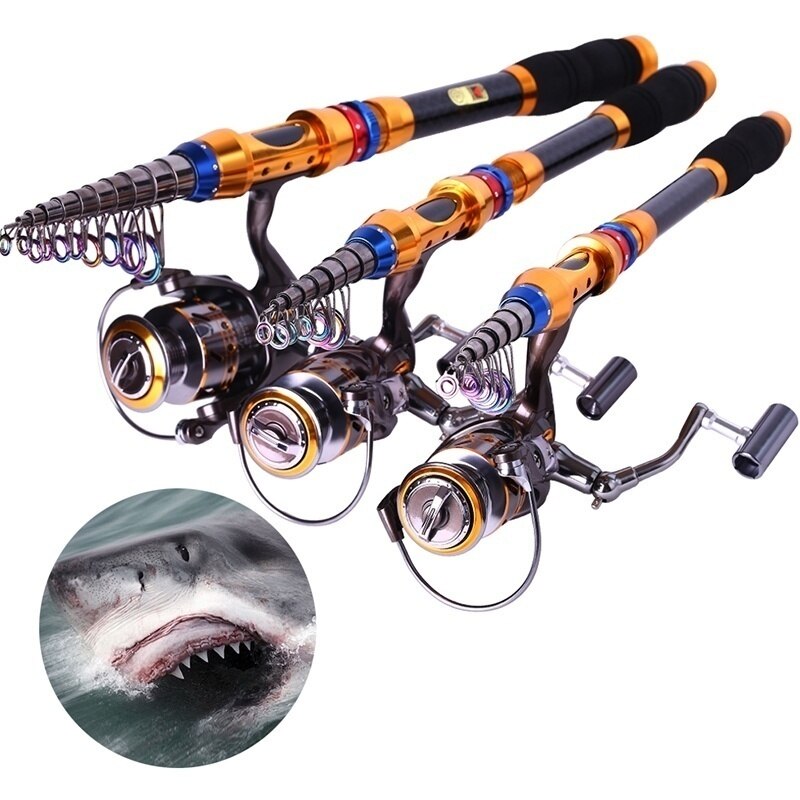 PULLINE Telescopica in Carbonio di Pesca asta Palo con 13BB Metallo Bobina di Filatura Canne Da Pesca e Mulinelli impostato