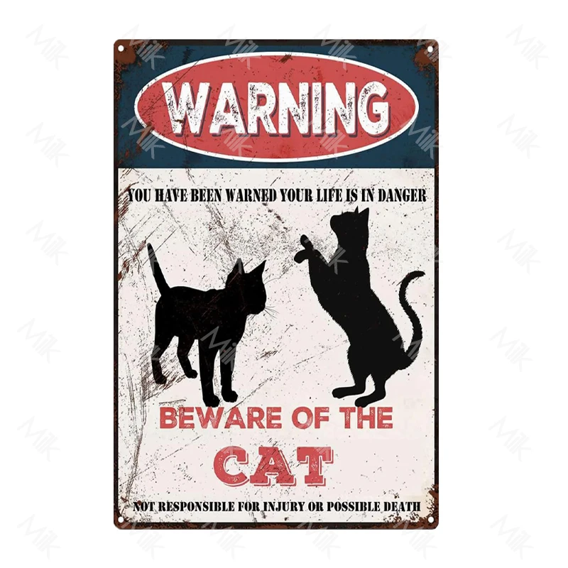 Vorsicht vor Katzenschild – Aluminium – Katzen-Türschilder – Attacke Katze-Schild – niedliche Katzen-Warnschilder für Katzen, Kätzchen-Liebhaber, Zuhause, Zimmer: 40x30 cm / Magenta