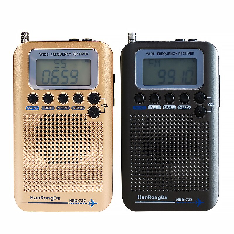 Portable Radio Aircraft Band Receiver FM/AM/SW/ CB/Air/VHF Radio World Band With Rechargeable LCD Display Alarm Clock
