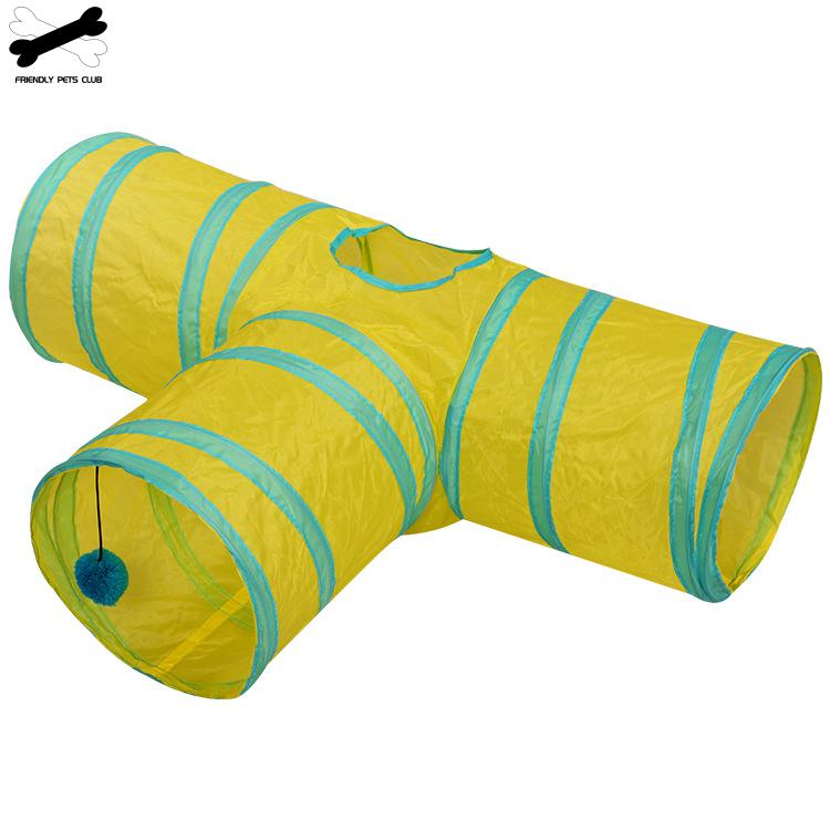 Casa de túnel para gatos de 4 vías con 3 agujeros, canal plegable para mascotas, juguete para gatos, entrenamiento para perros, suministros para jugar al aire libre