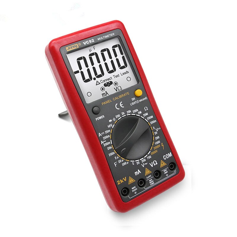 SZBJ-multímetro Digital VC92 LCD, diodo AC/DC, herramienta de Medición de Resistencia de capacitancia, medición de voltaje, 2KV, alto voltaje