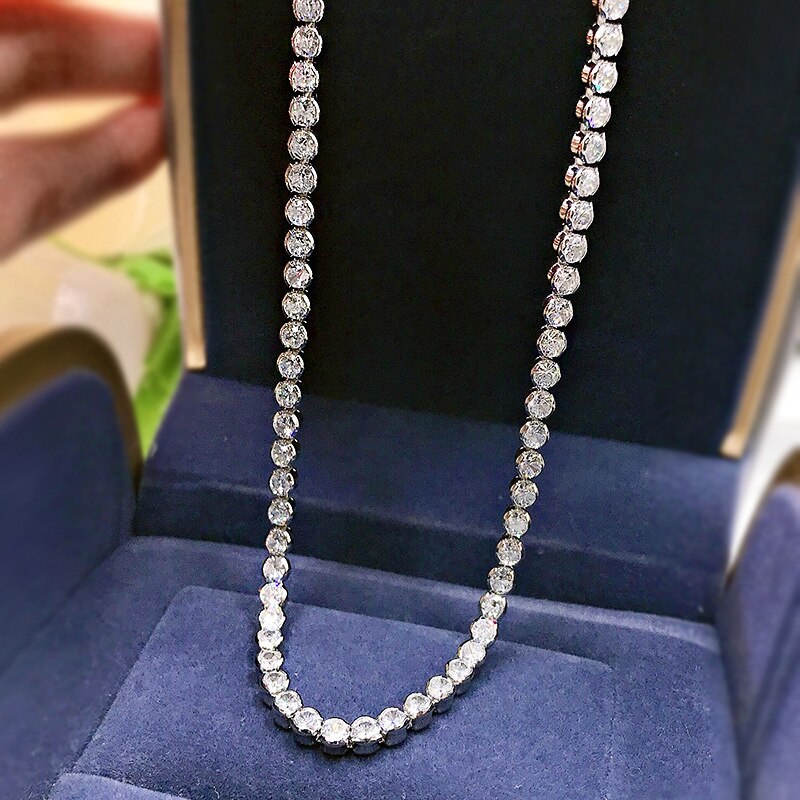 Oevas 100% 925 sterling silber 3mm voll-hochkohlenstoff-diamant-anhänger-halskette für damen funkelnder hochzeitsschmuck