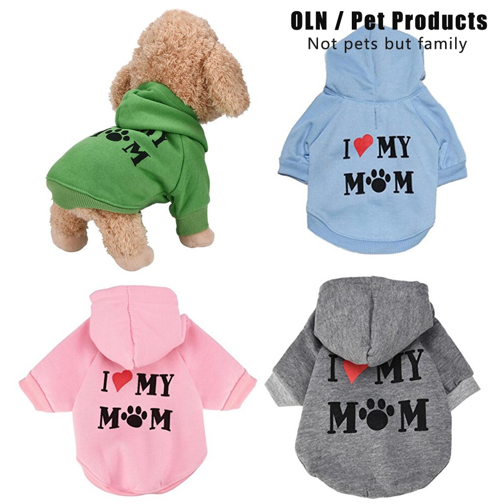 dog sweatshirt Cat and dog clothes jacket small dog hoodies Love My Mom print shirt Matador sweater pet supplies