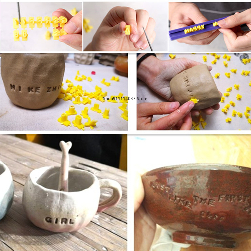 Moldes para grabado de cerámica, herramientas de impresión de cerámica, arcilla polimérica, números y letras, prensa de impresión móvil, cortador en relieve