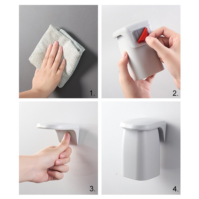 Bathroom Magnetic Suction Mouthwash Cup Wall-mounted Plastic Drain Shelf Holder Tooth Brushing Cups Household SM