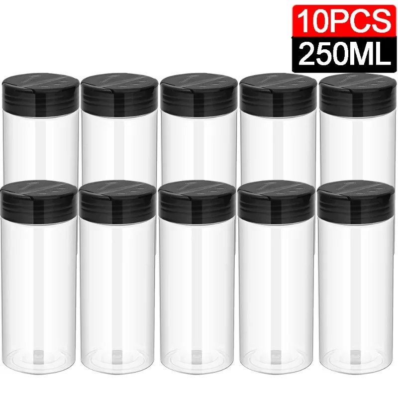 10/1PCS Clear Spice Bottle Seasoning Shaker Bottles Pepper Jar with Lid BBQ Condiment Dispenser Kitchen Powder Storage Container: Brown