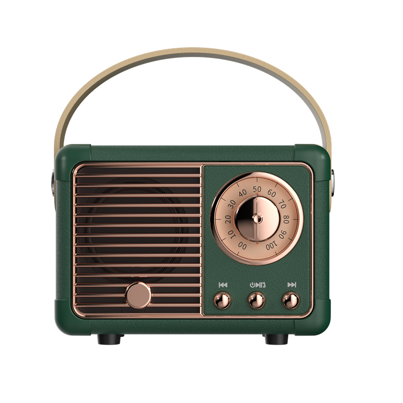 Mini haut-parleur H2 classique rétro compatible Bluetooth, récepteur Radio FM, décoration Portable, lecteur de musique de voyage: green