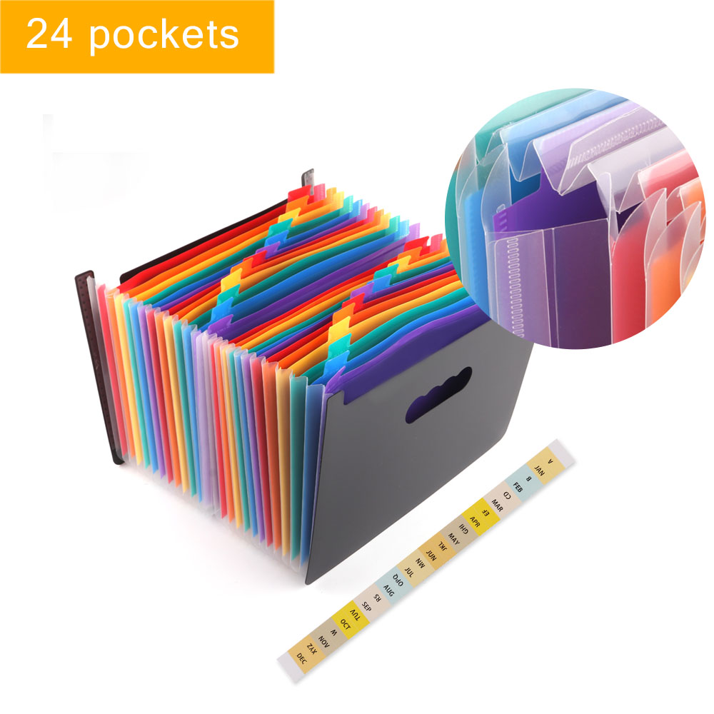 Nueva carpeta de archivos en expansión, 24 bolsillos, carpeta A4 de acordeón, 2 estilos para oficina