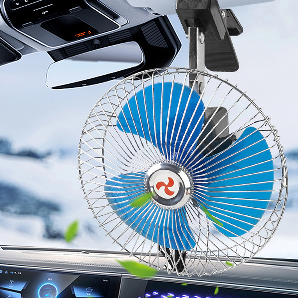 12/24v ventilador de carro oscilante segurança guarda de metal clip-on ventilador de carro ajustável portátil ventilador automático caminhão veículo forte vento refrigerador de ar