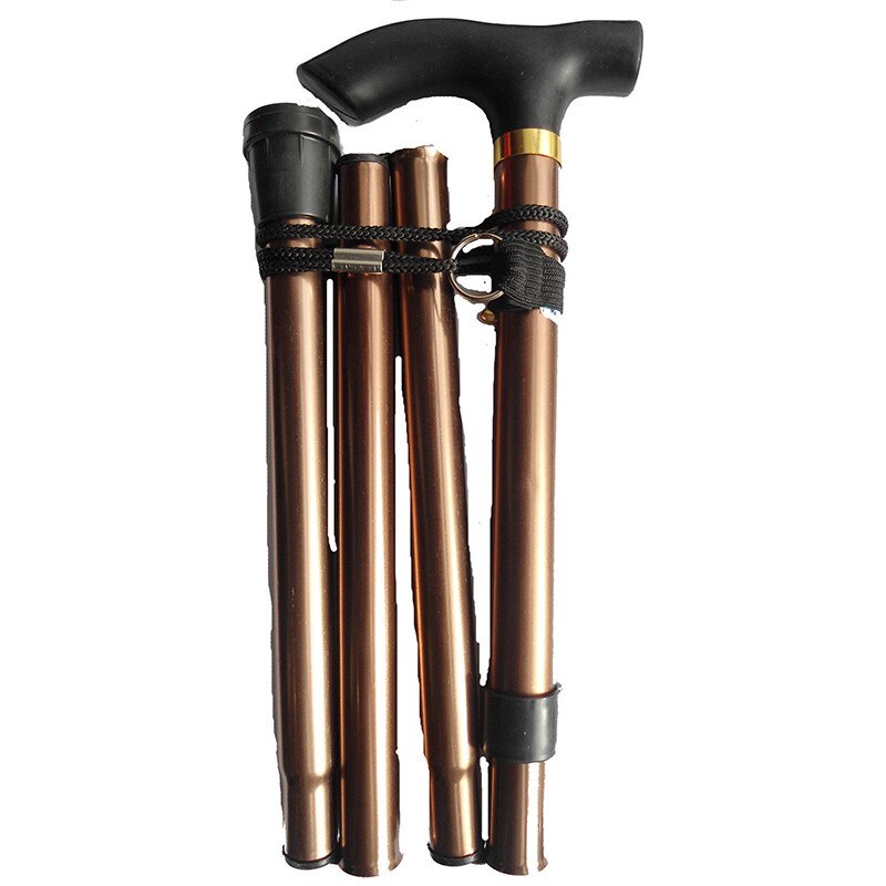 1PCS Portable Easy Folding Walking Stick Adjustable Aluminum Alloy Trekking Stick Mountaineering Hiking Telescopic Baton: Chocolate