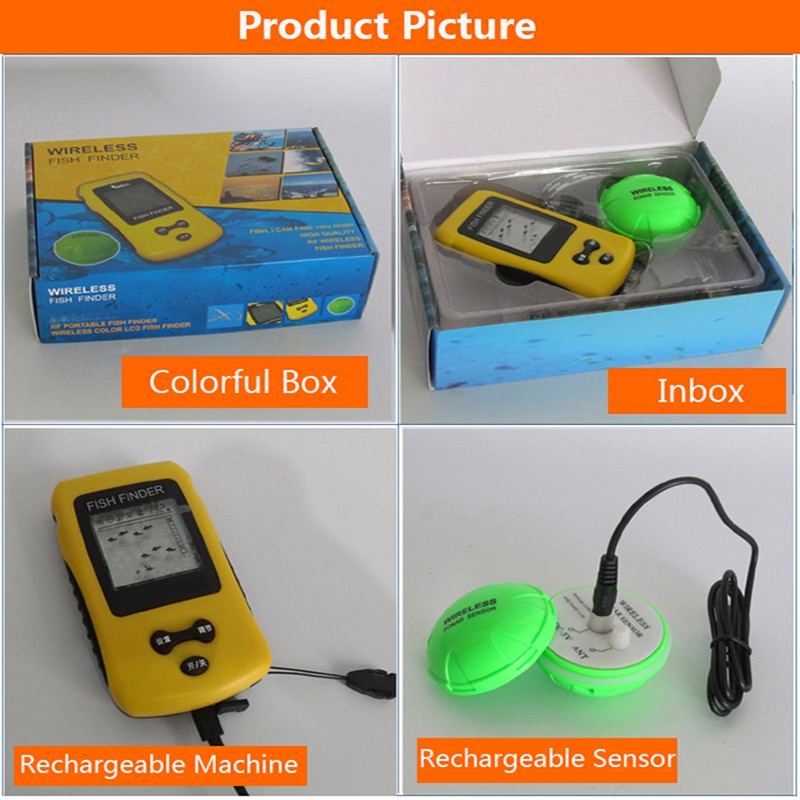 ! ! KDR détecteur de poisson sans fil coloré, capteur Sonar, transducteur de profondeur, écho sondeur, batterie rechargeable, neuf