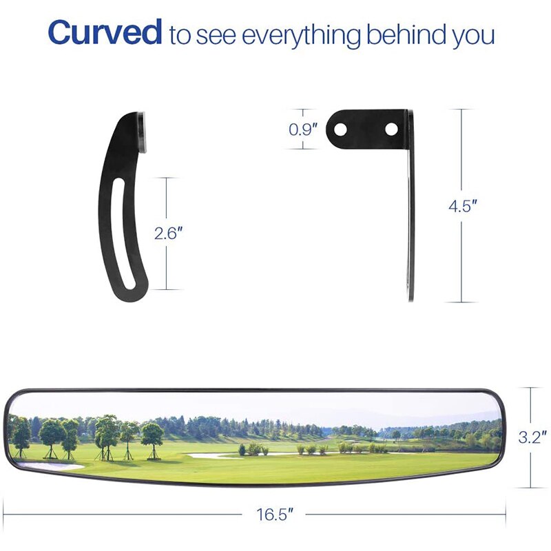 16.5 Inch Universal Wide Rear View Convex Golf Cart Mirror for EZ Go, Club Car, Yamaha,180 Degree Extra Wide Panoramic