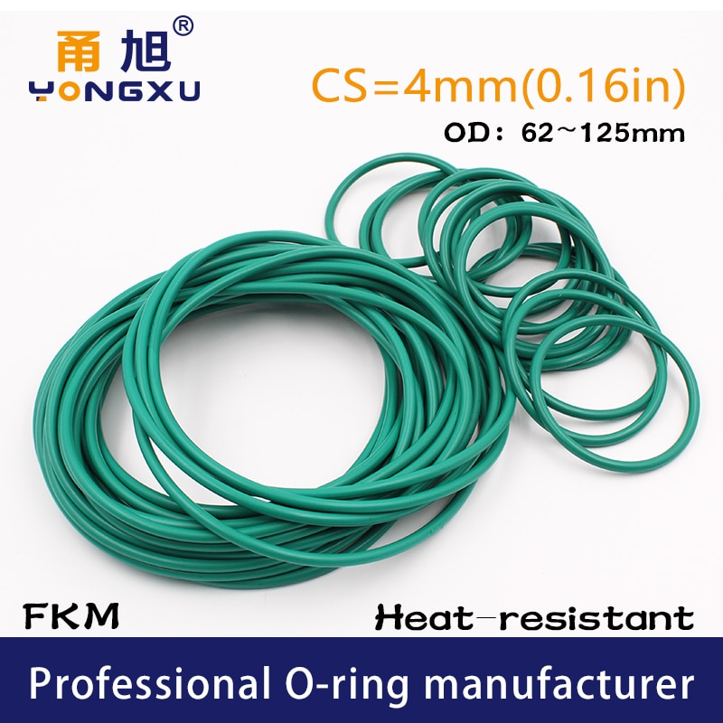 Grøn fkm gummi fluorgummi o-ring tætninger  cs4mm od78/80/85/90/95/100/105/108/120/125*4mm oring tætning pakningsringe tætningsskive