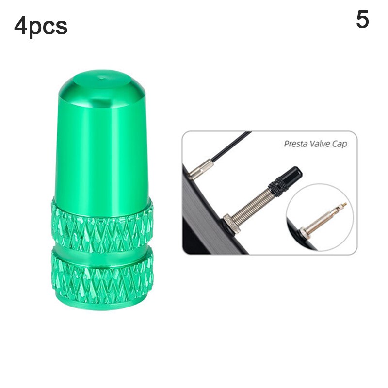 4pcs Aluminum Bicycle Tire Valve Cap Ultralight Mountain Road Bike Tyre Cap Schrader/Presta Tire Valve Protector MTB Accessories: A5