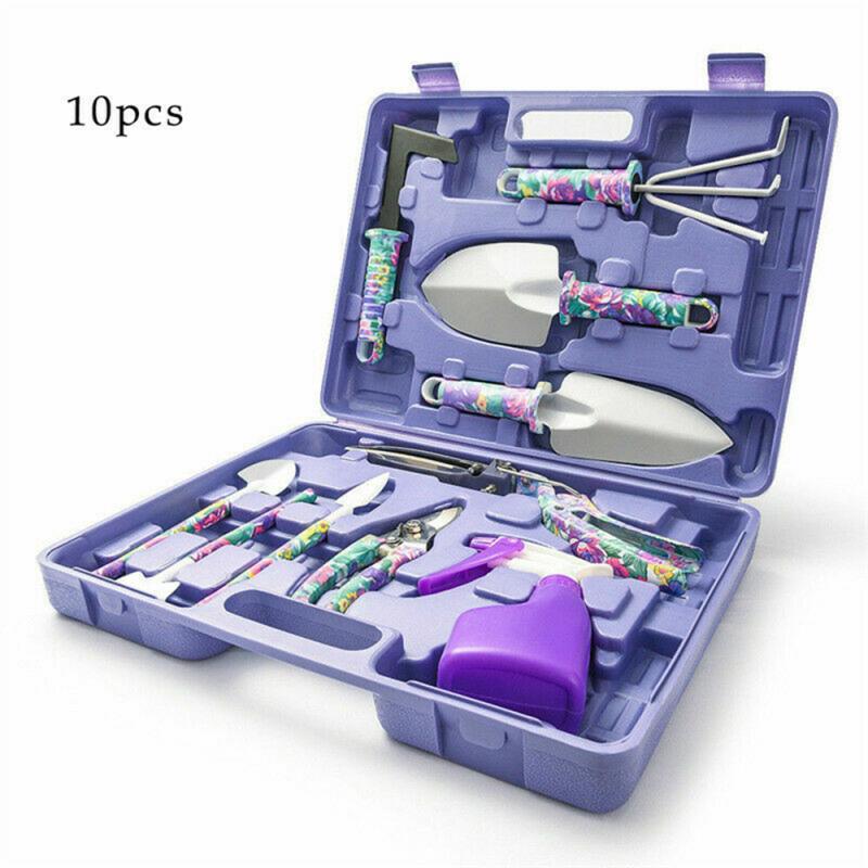 5/10pcs/Set Garden Plant Tool Set Shovel Rake Clippers Irrigation Watering Tool Garden Pruning Planting Gardening Tools Kit: Printed 10 pc set