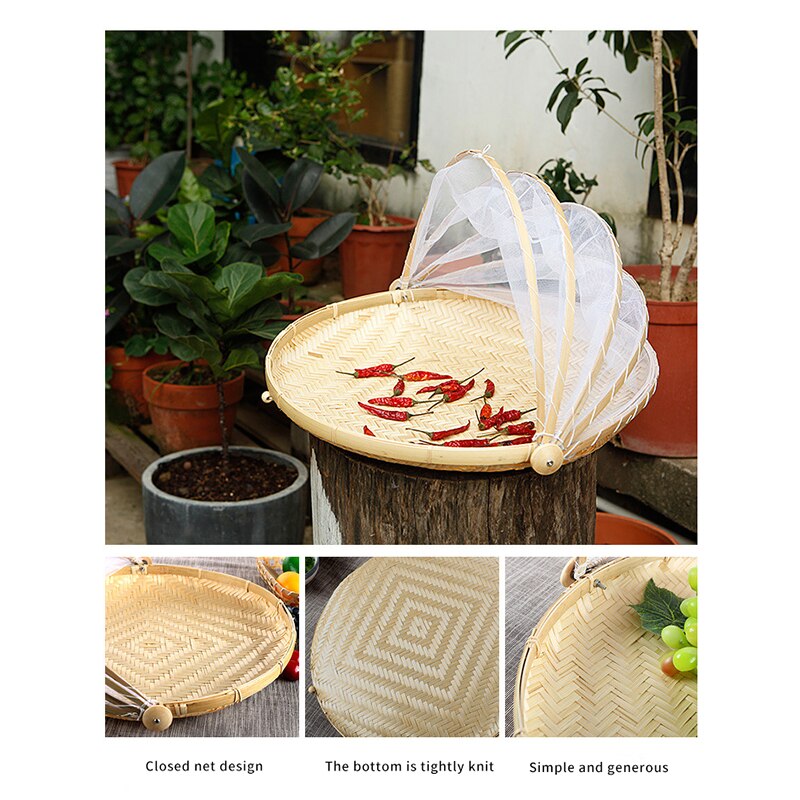 Paniers anti-insecte faits à la main panier anti-poussière bambou tissé paniers en osier pique-nique fruits légumes couverture de pain panier de stockage des aliments
