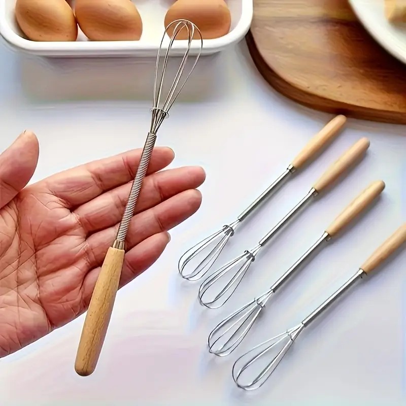 1 stuks premium roestvrijstalen garde met massief houten handvat - perfect voor het mengen, kloppen en roeren in de keuken