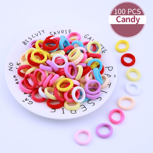 100pcs bebê meninas colorido pequeno elástico faixas de cabelo crianças titular rabo de cavalo faixa de borracha mini acessórios de cabelo: SFS0004