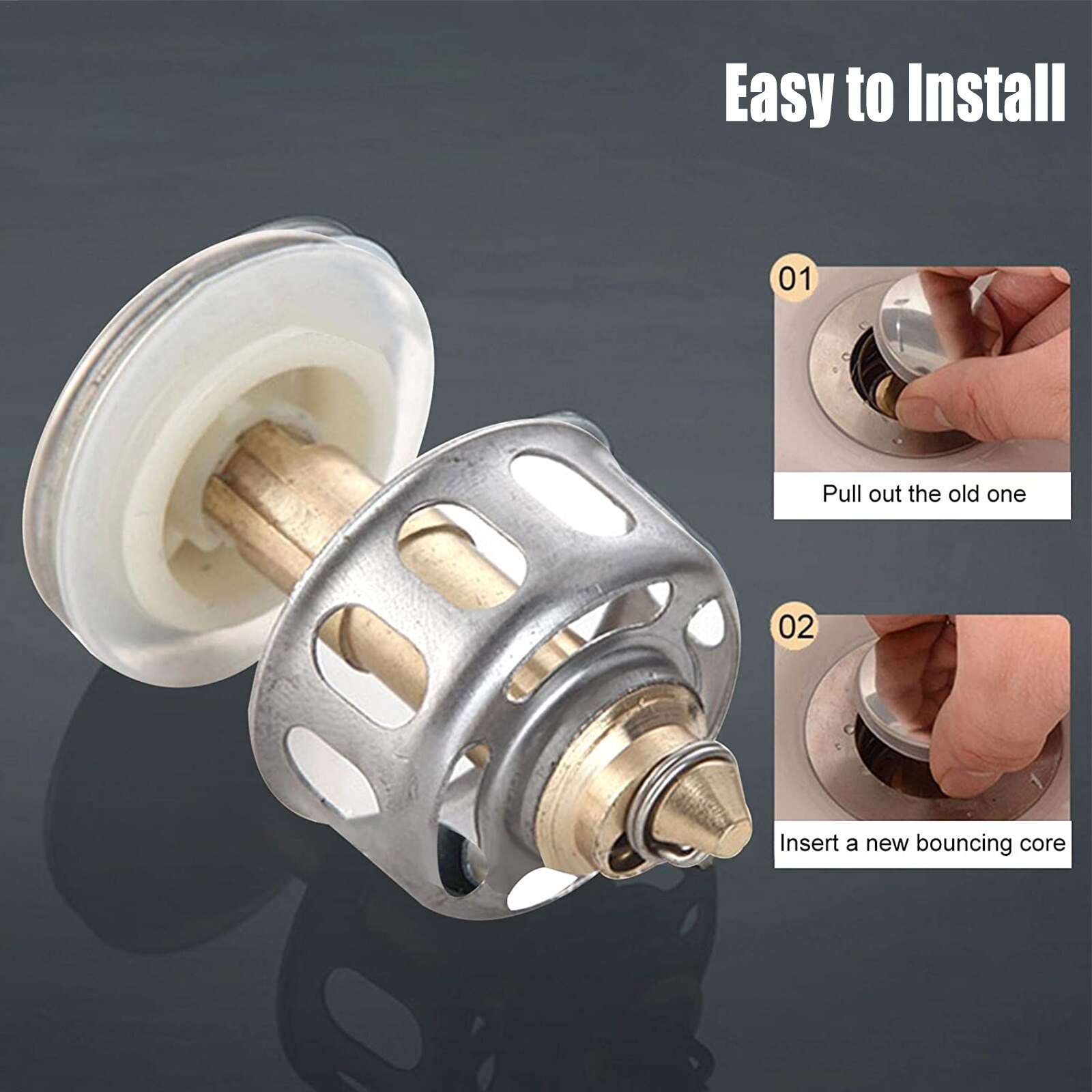 Universal Wash Basin Bounce Drain Filter Up Bathroom Sink Drain Plug With Basket Sink Drain Stopper Kitchen Sink Strainer