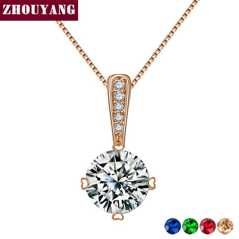 Top Klassieke Eenvoud Zirkoon Rose Goud Kleur Hanger Neclace N426 N427