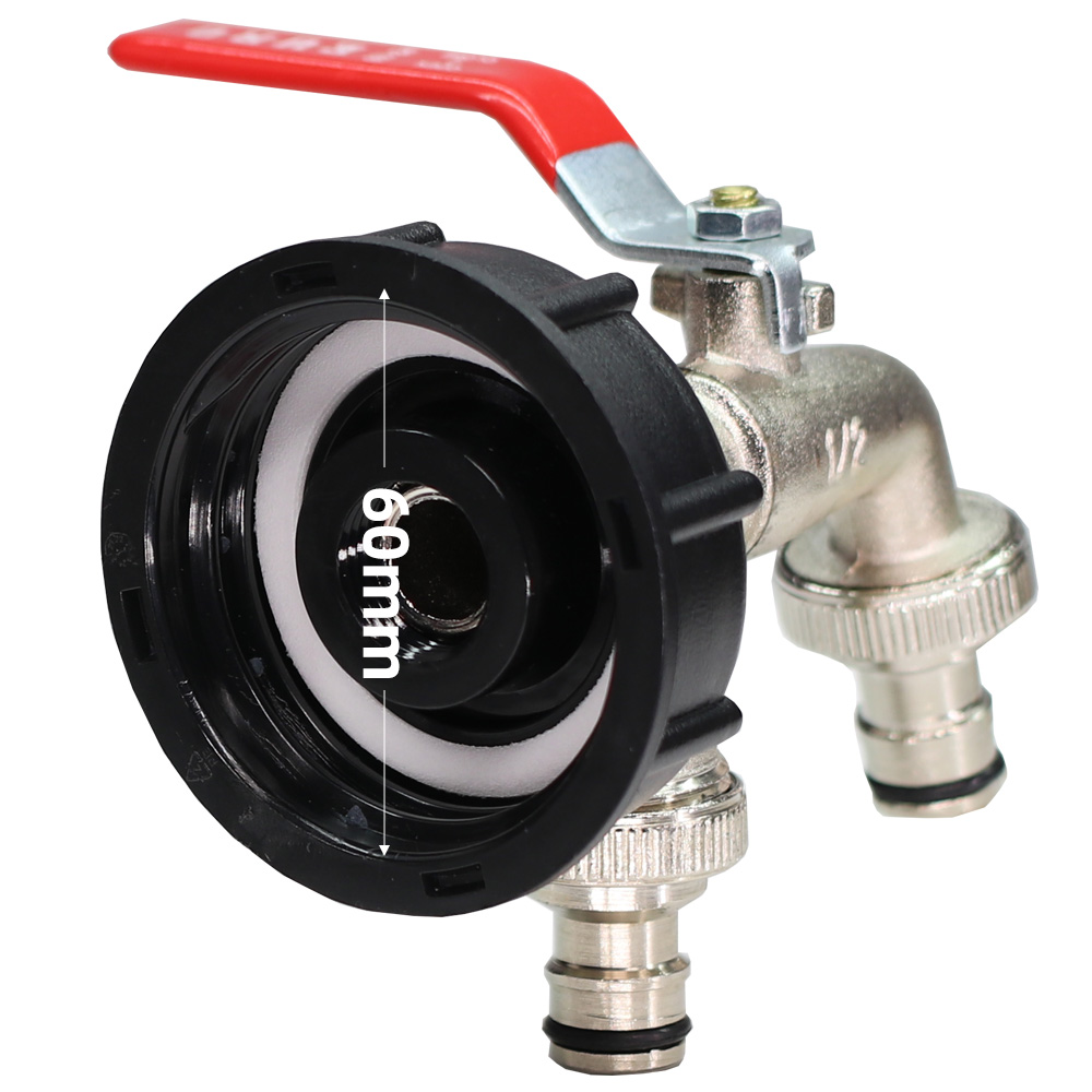 IBC Tote Adapter S60 Coarse Thread x 16mm 1/2'' 3/4'' Water Tank Shut Off Ball Valve Garden Hose Tap Ton Barrel Faucet Connecter