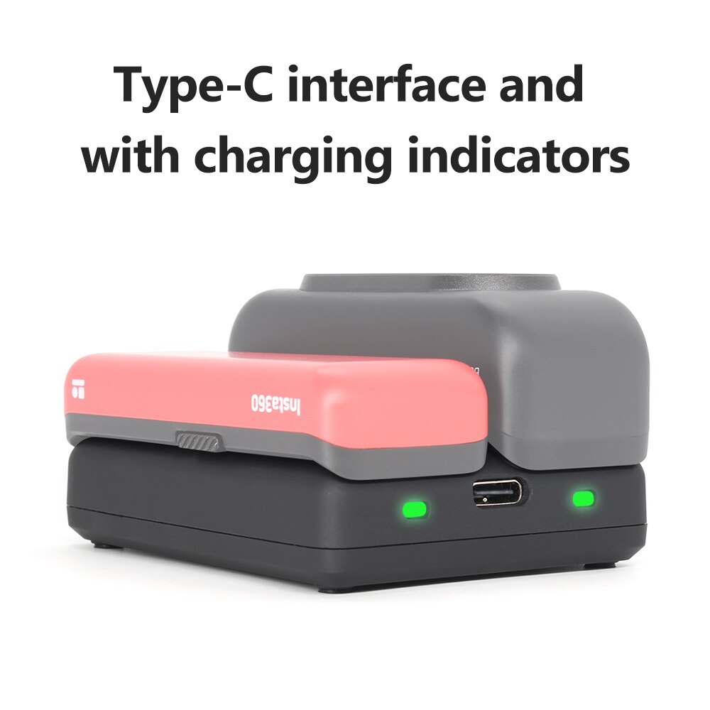 Batteria Carica Caricatore con Dual Veloce di Tipo Hub-C interfaccia per Insta360 UN R Batteria e Potenziato di Base Della Batteria