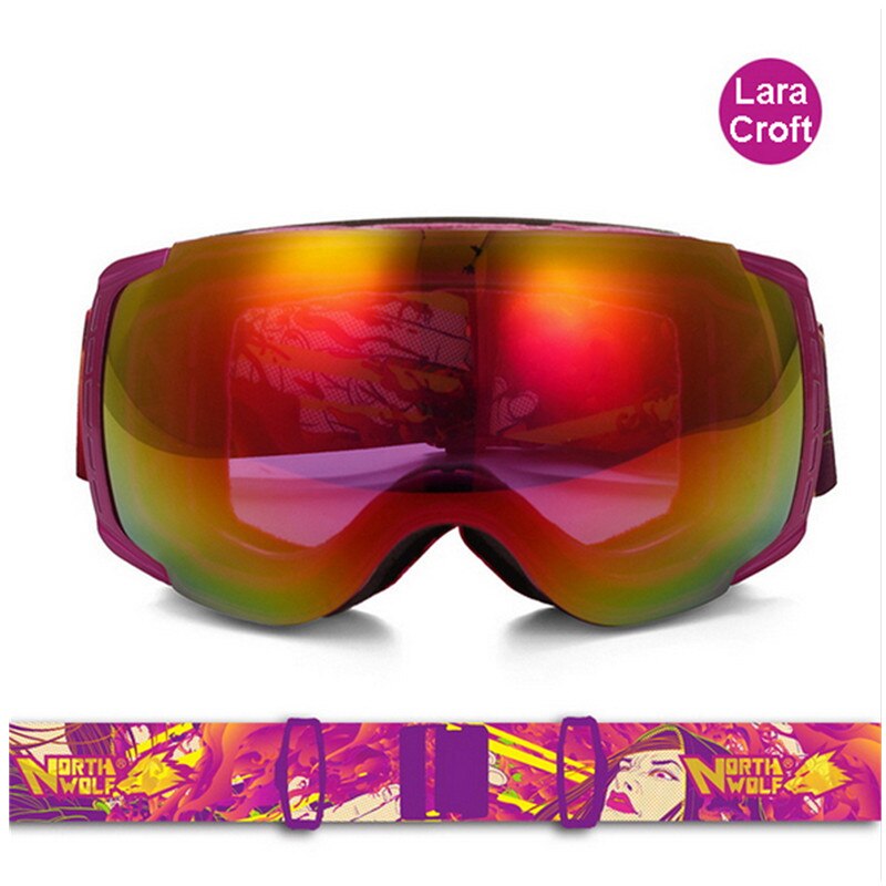 NORTH WOLF gafas de esquí profesionales Unisex Anti-niebla gafas de esquí dobles UV400 gafas de esquí deportivas de nieve gafas de Snowboard