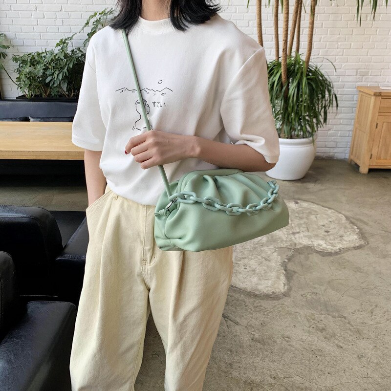 Candy Kleur Pu Lederen Schoudertas Messenger Bags Voor Vrouwen Kleine Crossbody Tas Reizen Keten Tas Handtassen En Portemonnees