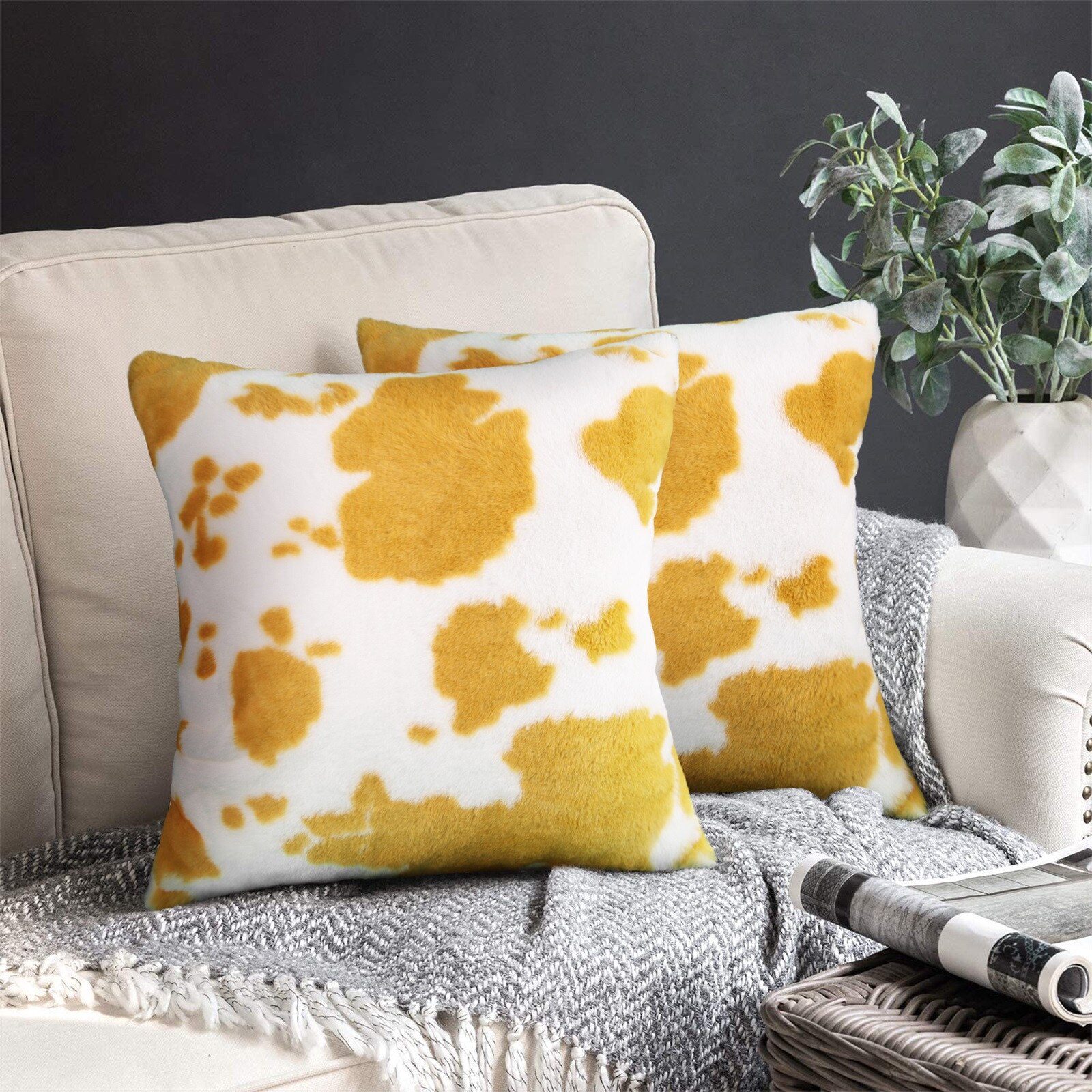 Vache Motif Taie D'oreiller En Peluche Motif Animal En Peluche Courte Canapé Famille Coussin Home Déco Coussin Canapé Наволочки Декоративные