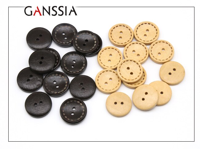 Botones de madera clásicos, 2 agujeros para coser, álbum de recortes, botones de madera (SS-920), 11,5-20mm, 50 unids/lote