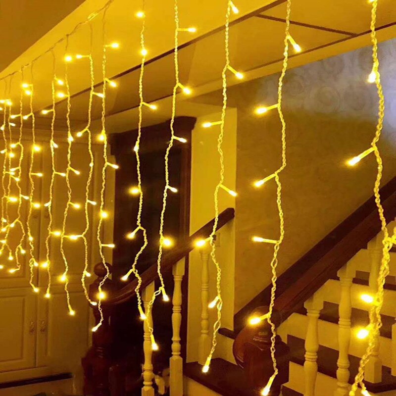 Luci natalizie decorazione esterna 4m 8m 16m 20m Droop 0.6m Led tenda ghiacciolo luci stringa capodanno 2021 ghirlanda fata luci