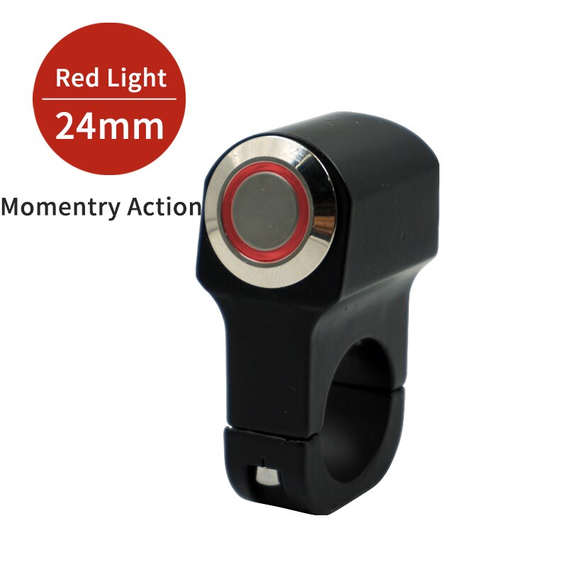 Motorcycle Switches ATV Scooter 22mm 24mm Handlebar Headlight Hazard Fog Light Switch Momentry/Latching ON-OFF Button with LED: Red Light(24mm)M