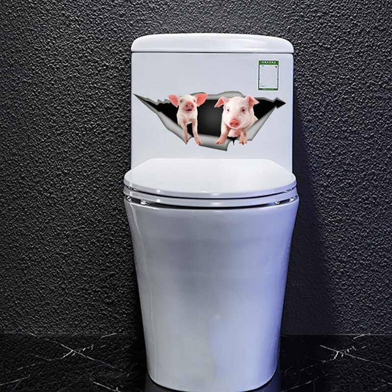 3D Cute Pig Wall Stickers Refrigerator Toilet PVC Bathroon Sticker Exquisite Cute Funny Home Decor