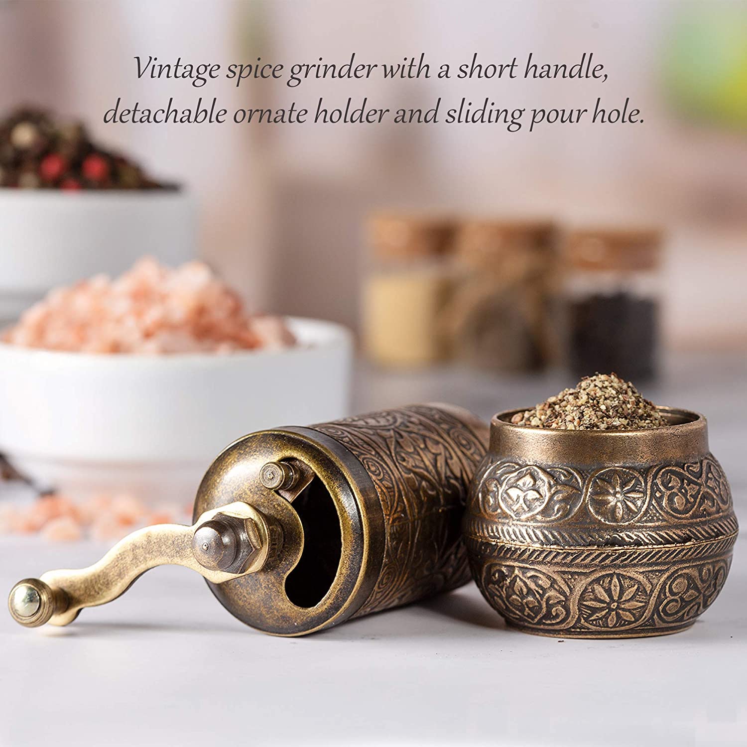 Black Pepper Grinder Refillable English Spice Mill with Adjustable Coarseness Manual Handle with Pepper Mill Spice Grinder