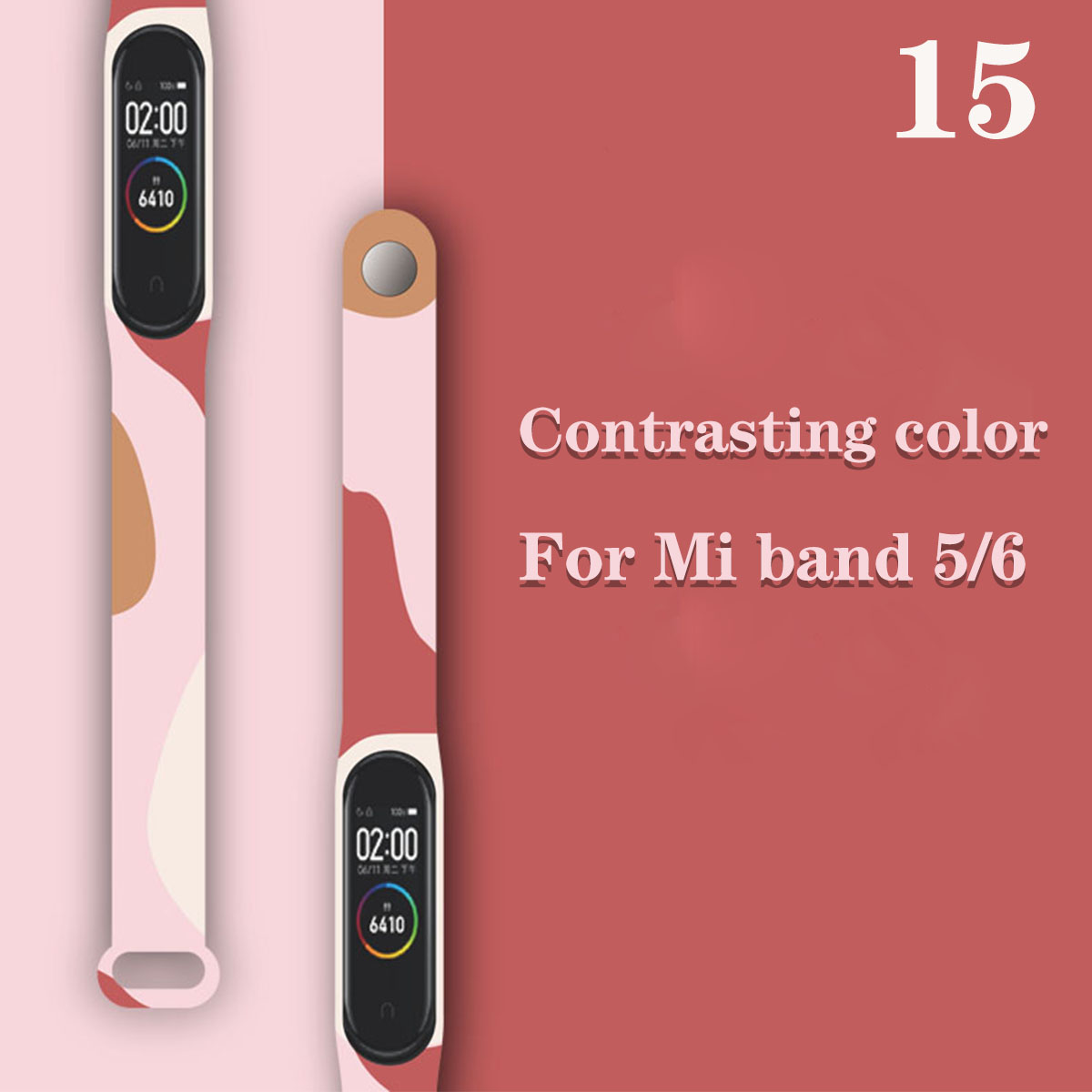 Print Pattern Bracelets Mi Band5 Mi Band 6 Strap Sports Wristband Adjustable Bracelets For Sport Silicone TPU straps: 15