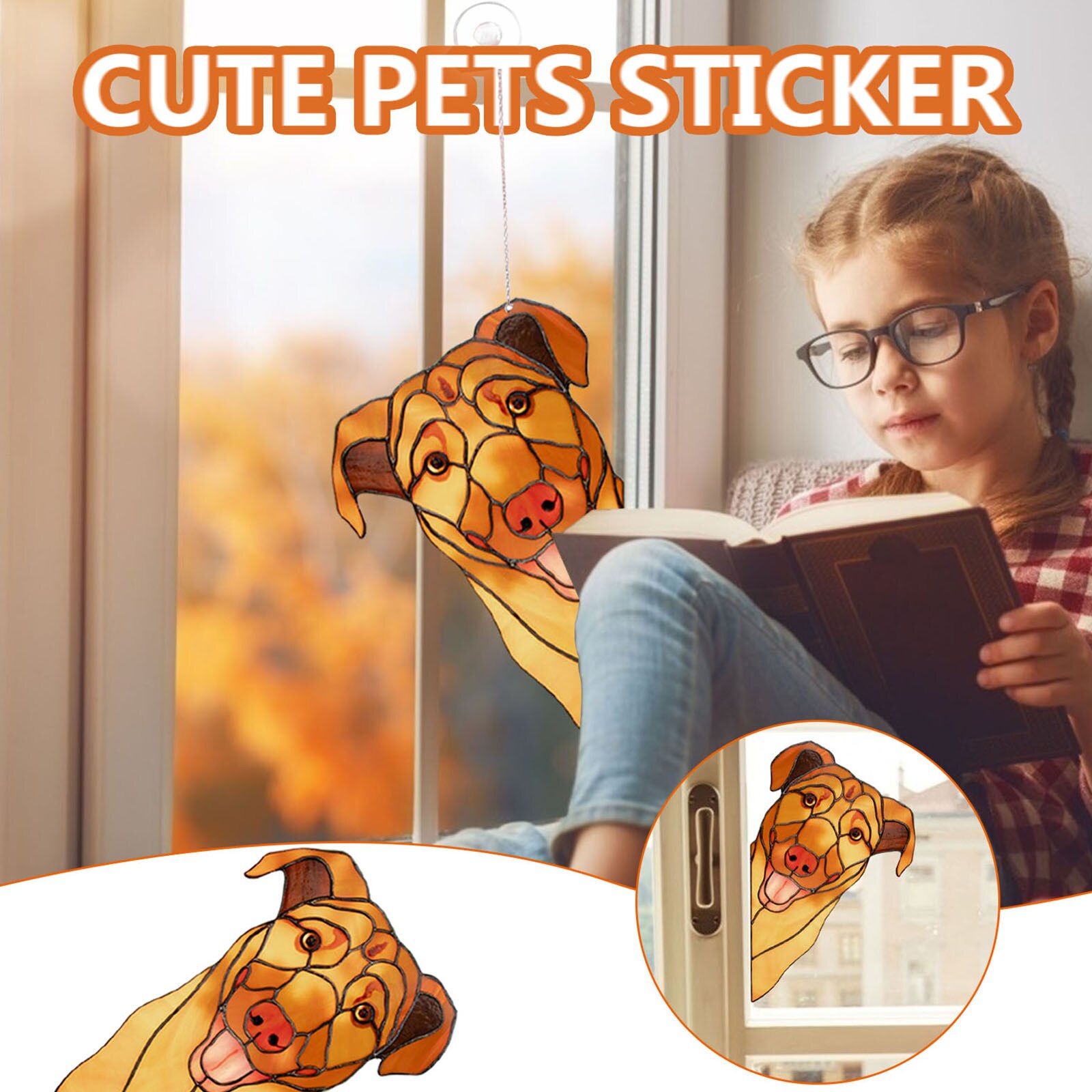 Vitrail chat fenêtre cintre décoration personnalité intérêt animal de compagnie acrylique pendentif décoration pour la maison et la voiture décor