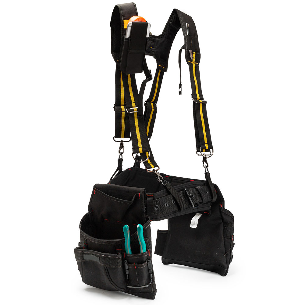 Ensemble de bretelles de travail pour charpentier, ceinture à outils, réglables, rembourrées, lombaires et de style joug, pour électricien