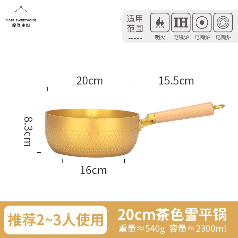Marmite japonaise en or De luxe pour nouilles Ramen, couvercle en verre antiadhésif, ustensiles De cuisine OC50MG: 20cm  gold