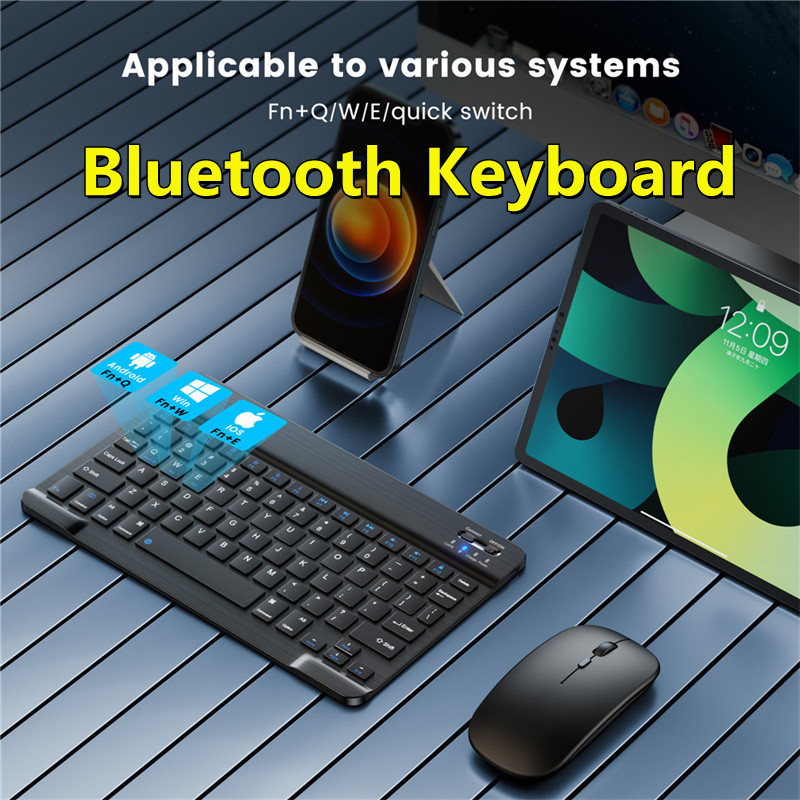 Para Ipad Tablet Azerty teclado tailandés con árabe francés ruso español Bluetooth teclado inalámbrico ratón Android Universal 10"